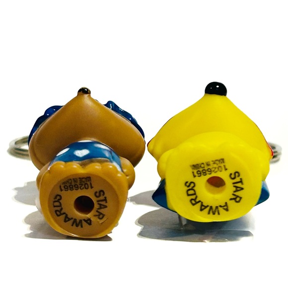 Vintage 1980s Star Awards Keychains Fox Wolf Grandma Blue Polka Dot Rainbow Toy - Picture 3 of 15